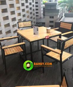 Bàn ghế cafe gỗ mới 97% thanh lý giá tốt nhất